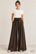 Wide-leg broek met elastische tailleband