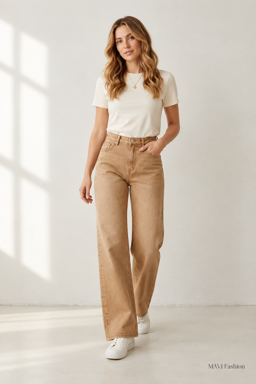 Wide Leg jeans bruin